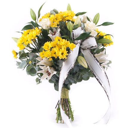 Smuteční kytice žluté chryzantémy