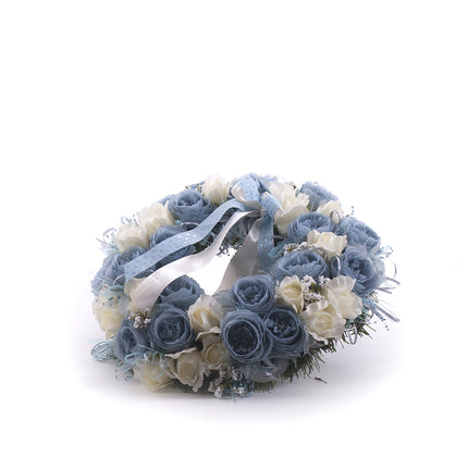 Irigo smuteční věnec bílé a modré květy