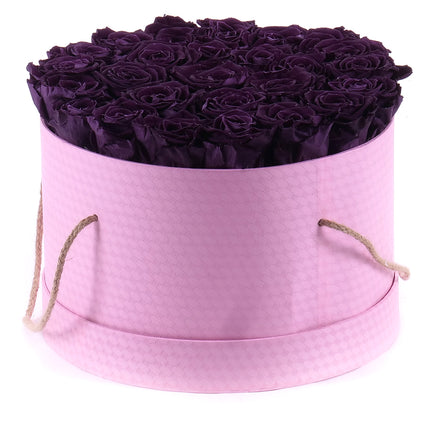 In eterno okrúhly ružový box  "L" 26 fialových ruží