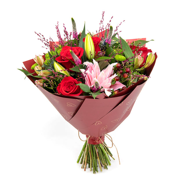 Sweet červené růže a lilie