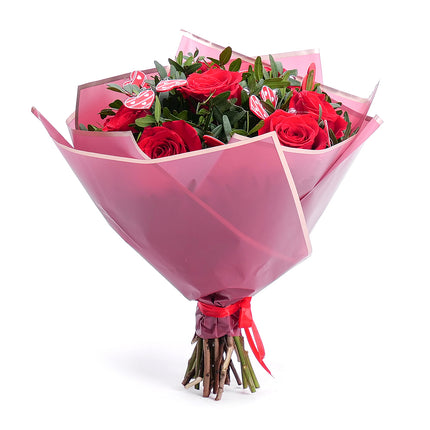 Sweet červené růže girlanda srdíčka