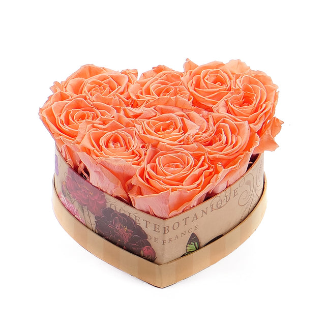 In eterno vintage srdce "S" 9 oranžových růží