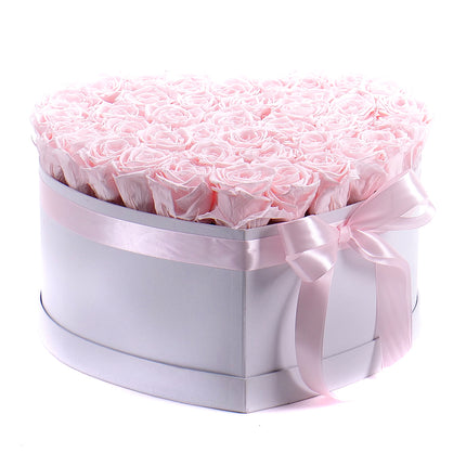 In eterno bílé srdce "XXL" 40 růžových růží