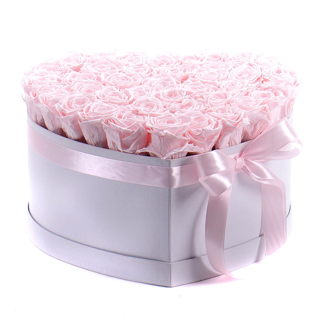 In eterno bílé srdce "XXL" 40 růžových růží