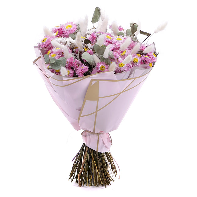 Irigo sušená kytice růžové slaměnky