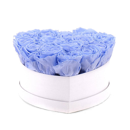 In eterno bílé srdce "M" 14 modrých růží