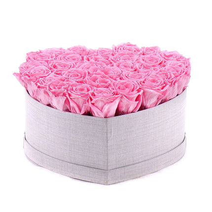 In eterno šedé srdce "M" 30 růžových růží