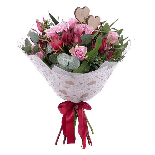 Sweet růžové růže leucadendron