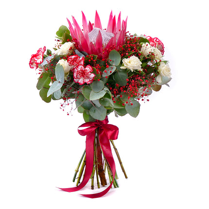 Perla krémové růže a protea