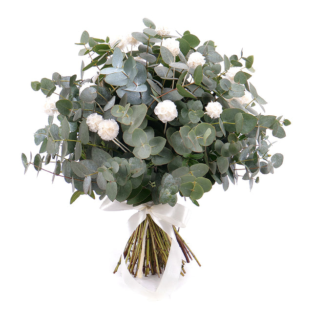 Kytice eukalyptus In eterno bílá scabiosa