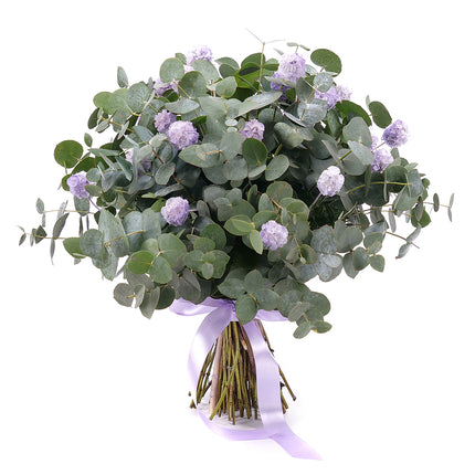 Kytice eukalyptus In eterno fialová scabiosa
