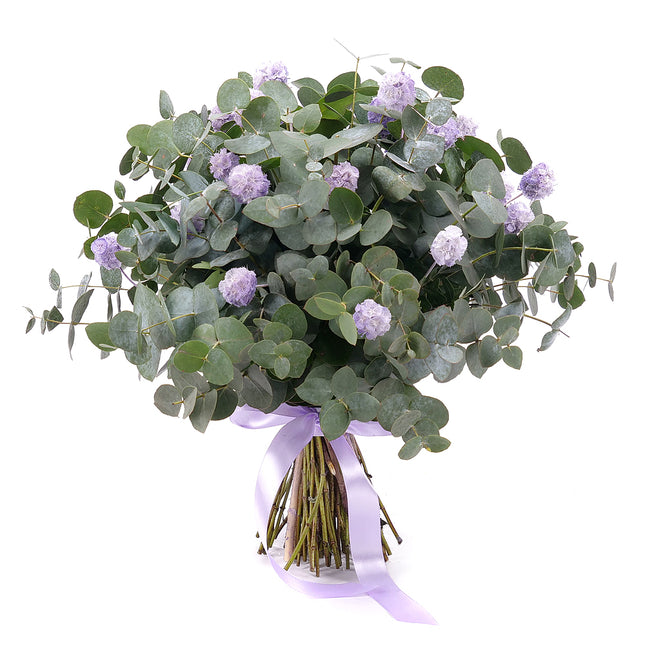 Kytice eukalyptus In eterno fialová scabiosa