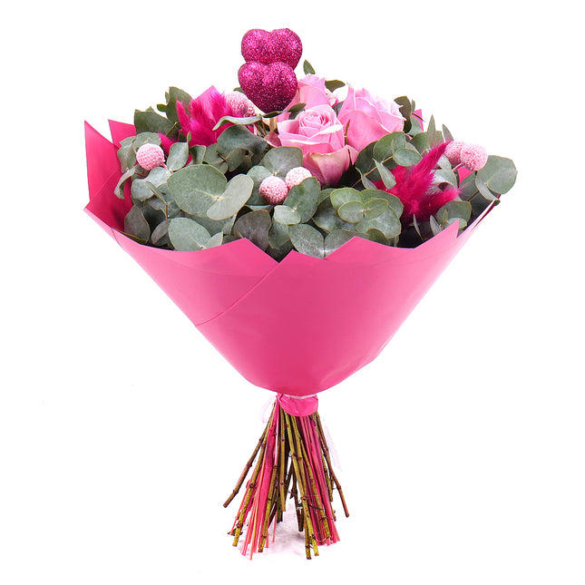 Sweet ružové ruže cyklamenový lagurus