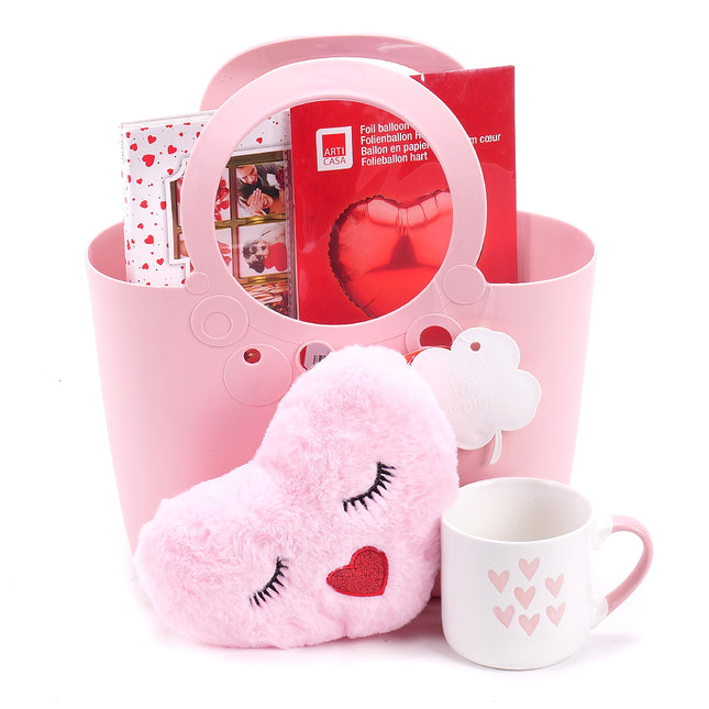 Dárková plastová taška růžové srdce