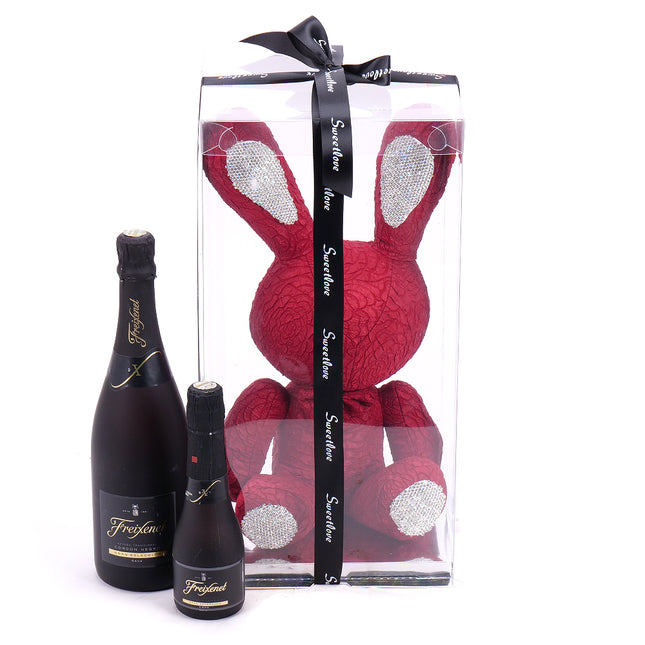 Dárkový set zajíček s perličkami a frixenet