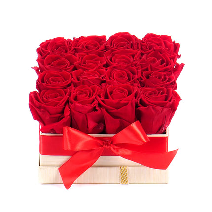 In eterno krémový box čtverec "S" 16 rudých růží