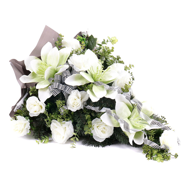 Irigo smuteční kytice pěnová magnolie bílé květy