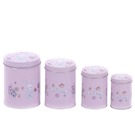 Dóza so zajačikom x4 ružová kov balenie