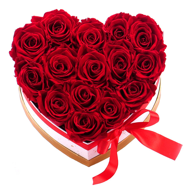 In eterno bílé srdce "L" 23 rudých růží