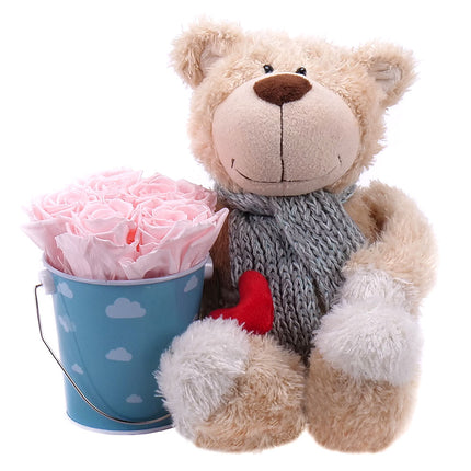 Darčekový set In eterno plechové vedierko a plyšový macko