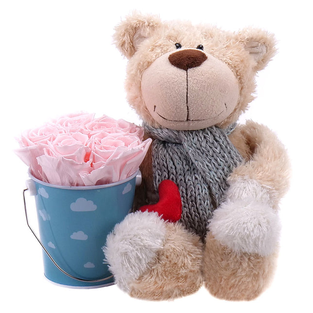 Darčekový set In eterno plechové vedierko a plyšový macko