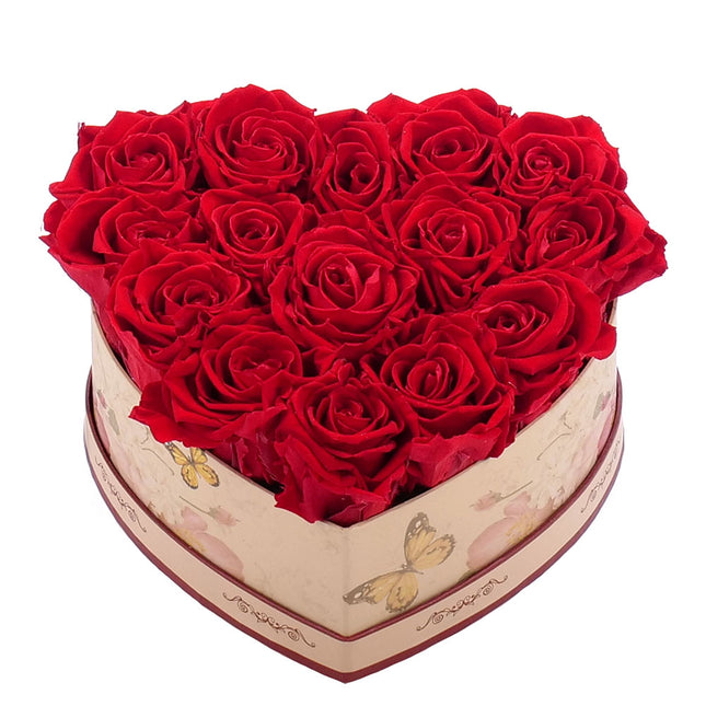 In eterno vintage srdce "M" 15 rudých růží