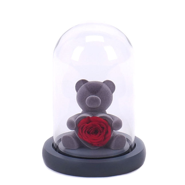 Medvídek s růží a LED osvětlením 10x15cm