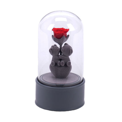 Medvedík s ružou hracia skrinka 11x11x23cm