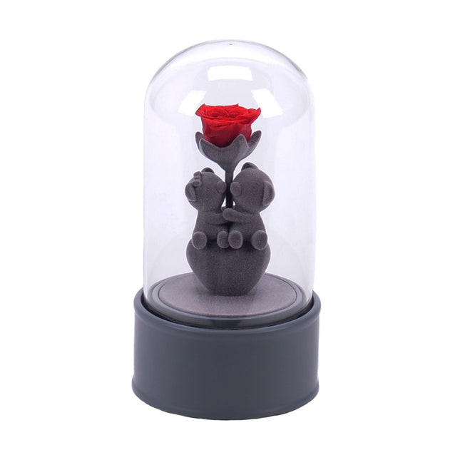 Medvedík s ružou hracia skrinka 11x11x23cm