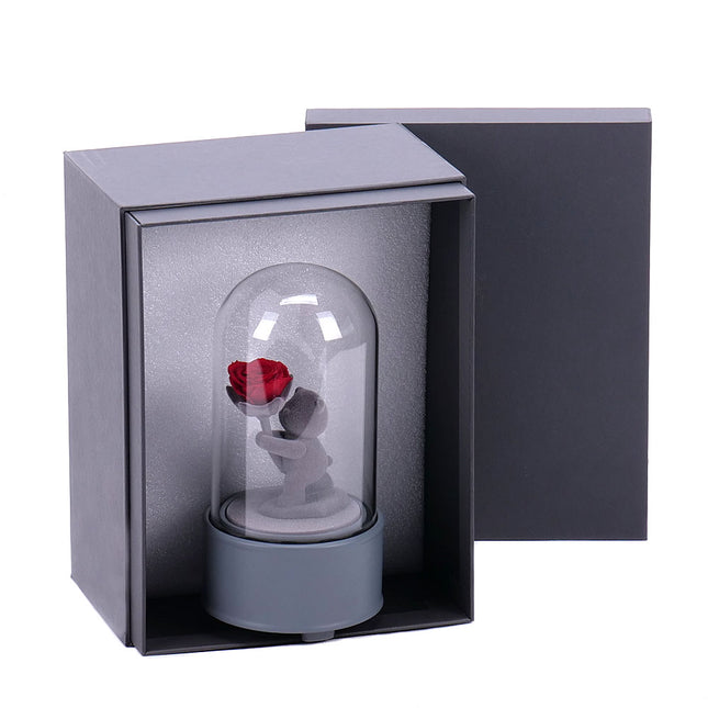 Medvedík s ružou hracia skrinka 11x11x23cm