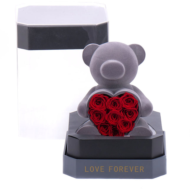 Medvedík s ružou LED osvetlením a bluetooth 20x20x28cm