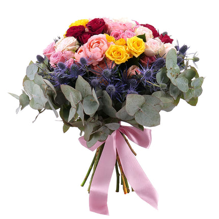 Perla barevné trsové růže a eryngium