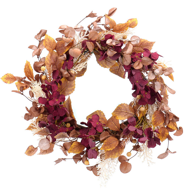 Irigo prútený veniec bordové a hnedé kvety
