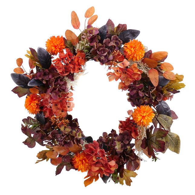 Irigo prútený veniec oranžové a bordové kvety