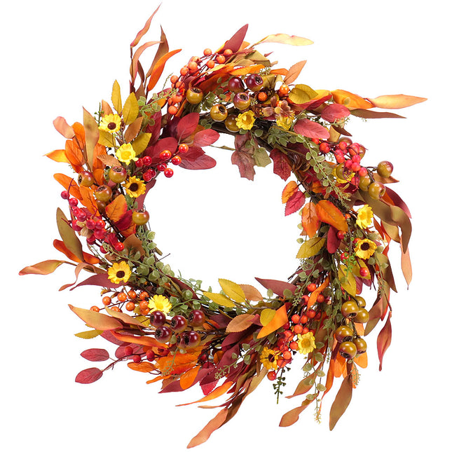 Irigo prútený veniec oranžové, žlté a hnedé kvety