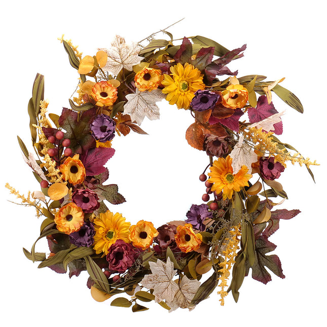 Irigo prútený veniec žlté a fialové kvety