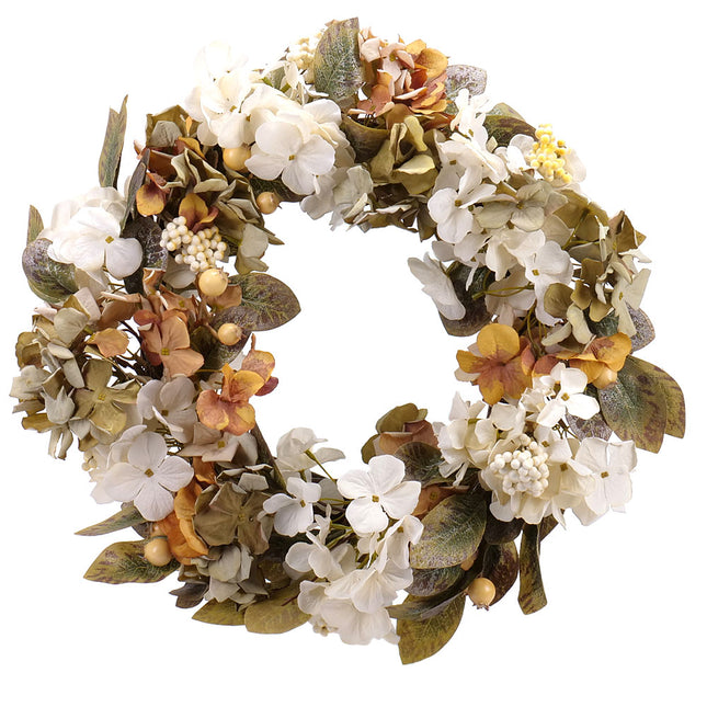 Irigo prútený veniec krémová hortenzia hnedé kvety