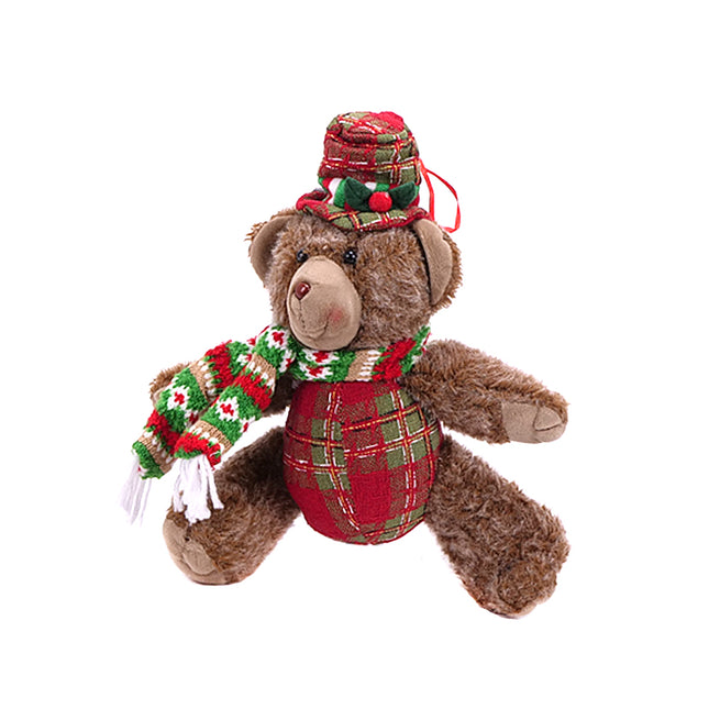 Medveď vianočný hnedý L24 26cm plyšový