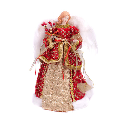 Postavička vianočná anjel L223 červený látkový