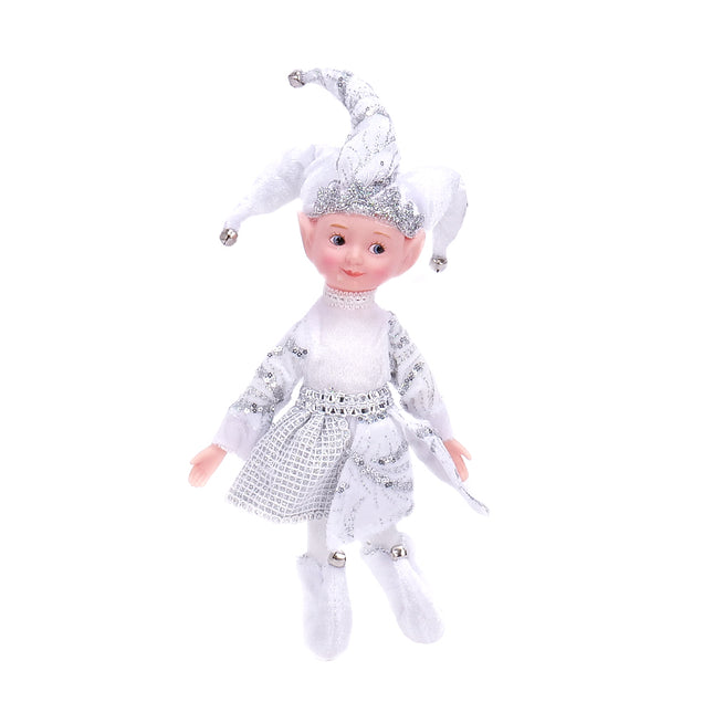 Postavička vianočná  L208 biela/strieborná 35cm látková