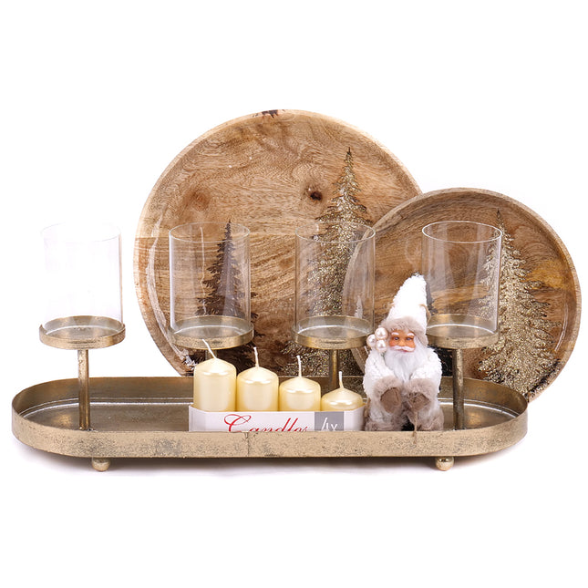 Adventní věnec kovový zlatý