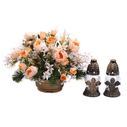 Irigo smútočný aranžmán oranžové ranunculusy a kahance