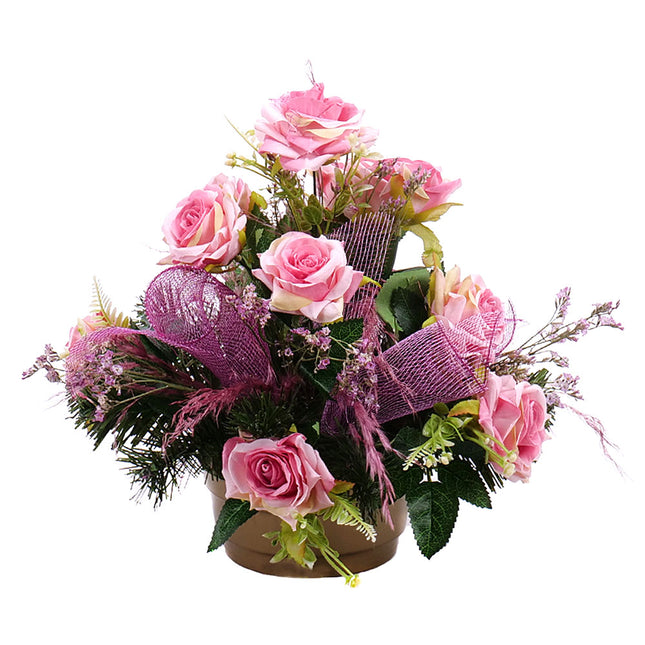 Irigo smútočný aranžmán ružové ruže cortaderia