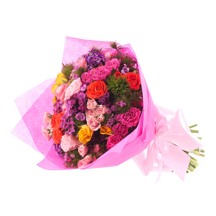 Sweet trsové barevné růže a hřebíček