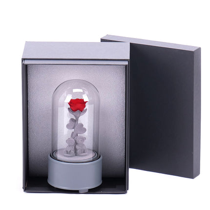 Medvídek s růží hrací skříňka 11x11x23cm