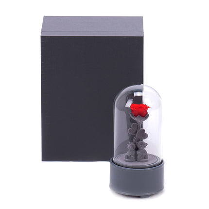 Medvídek s růží hrací skříňka 11x11x23cm