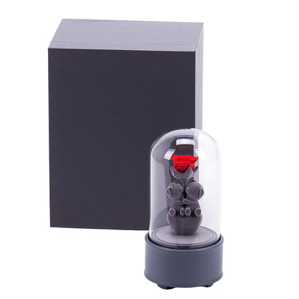 Medvedík s ružou hracia skrinka 11x11x23cm