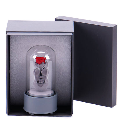 Medvedík s ružou hracia skrinka 11x11x23cm