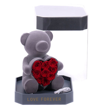 Medvedík s ružou LED osvetlením a bluetooth 20x20x28cm