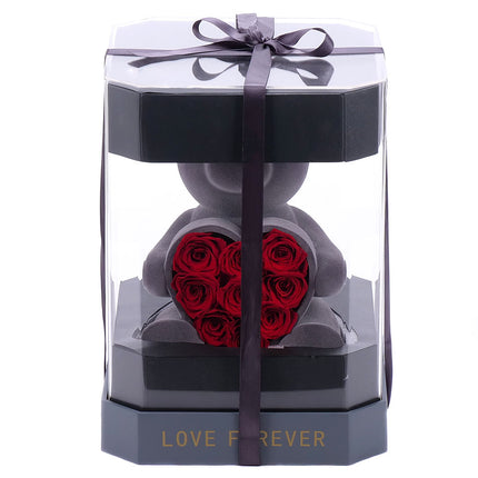 Medvedík s ružou LED osvetlením a bluetooth 20x20x28cm